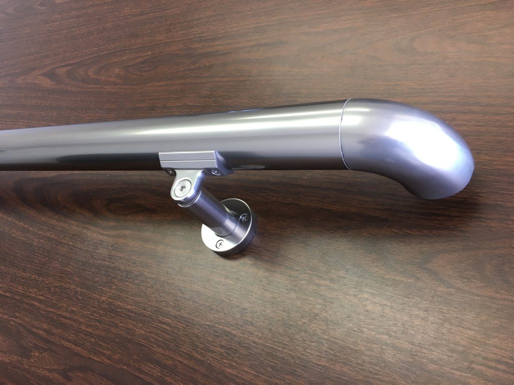 Silver Anodized Handrail Aluminum ADA Handrail Aluminum Wall Return 1.97″ Diameter