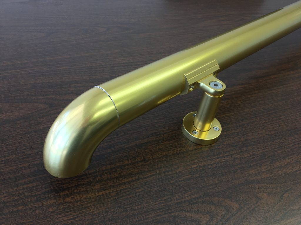 Gold Anodized Handrail Aluminum ADA Handrail Aluminum Wall Return 1.97″ Diameter